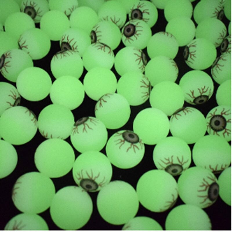 10/20/30Pcs Luminous Halloween Bouncing Ball Glow in The Dark Eyeball Scary Rubber Ball Haunted House Prop Halloween Party Favor