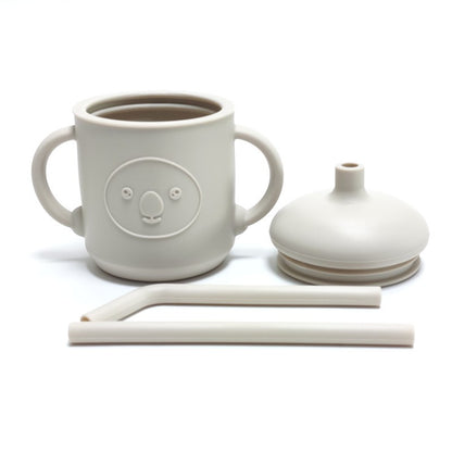 Silicone Learning Mug With Straw Children's Drop Resistant High Temperature Training Cup With Lid Baby Silicone Mug