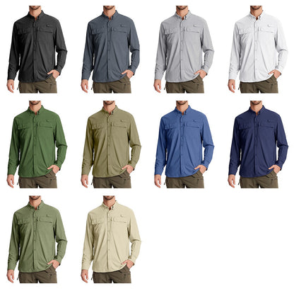 TACVASEN UV Block Fishing Shirts Mens Sun Protection Quick Dry Long Sleeve Shirts Mesh Breathable Hiking Cargo Shirts Work Shirt