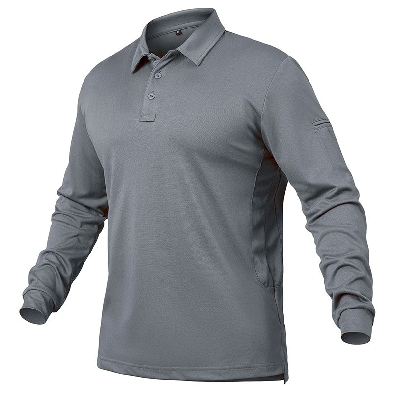 Men's Lightweight Long Sleeve Polo Shirt Performance Tactical Casual Outdoor Hiking Collared Shirts Pique Jersey Golf Shirt