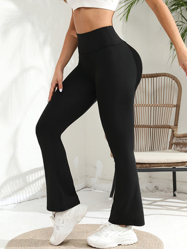 Women's Flared Pants High Waisted Yoga Leggings Stretchy Bell Buttom Wide Leg