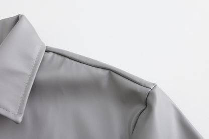 2024 New Men's Long Leather Jackets Goth Punk Button Trench Coat Solid Lapel Collar Long Pu Windbreaker Winter Leather Coats