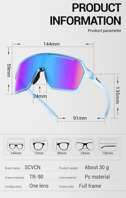 SCVCN Cycling Sunglasses Men Photochromic Glasses Fashion for Women Bike Mountain Road Bicycle Eyewear Cycle Goggles UV400 MTB