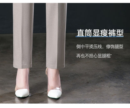 New Autumn Fashion Trousers Women's High Waisted Straight Suit Pants Loose Dress Pants Black Beige Grey Slacks Women Pantalones