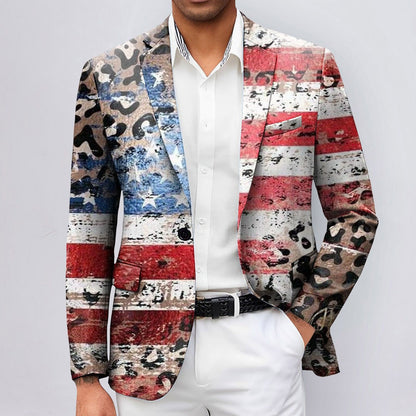 One Button Jacquard Suit Men'S Clothing Fashion Independence Day 3d Digital Printed Suit Jacket Light Business Suit Jacket