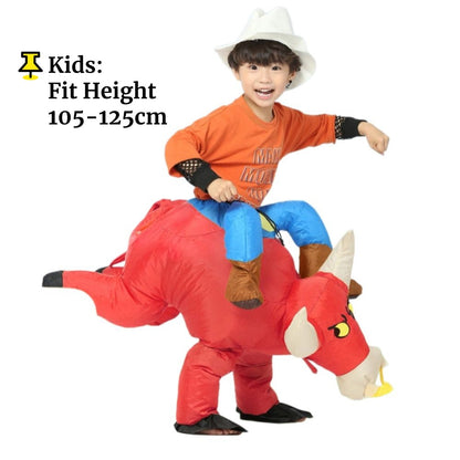 Inflatable Riding Bull Cowboy Costume Adult Funny Blow Up Rodeo Bull Outfit For Halloween Carnival Cosplay Party Dress Up
