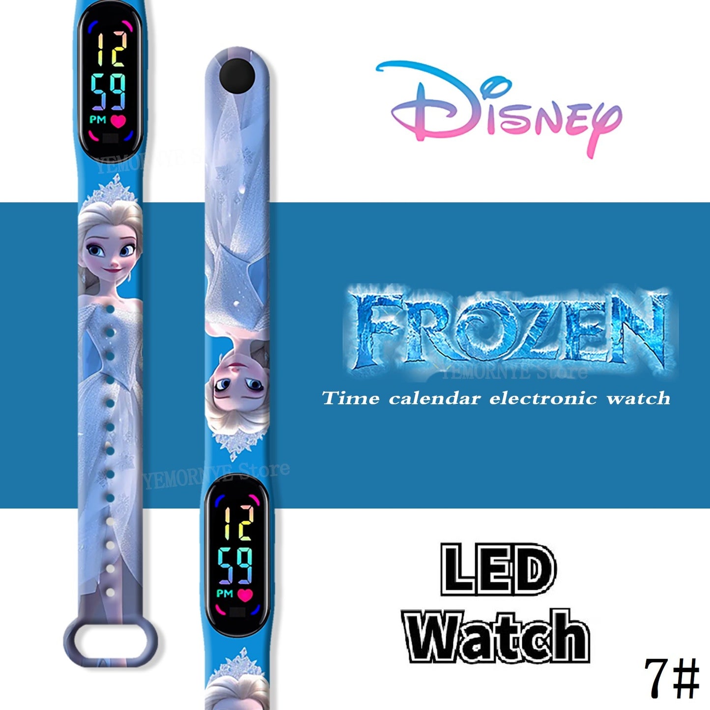 Disney Frozen Digital Kids' Watches Anime Figures LED Luminous Watch Touch Waterproof Electronic Sports Watch Kids Birthday Gift