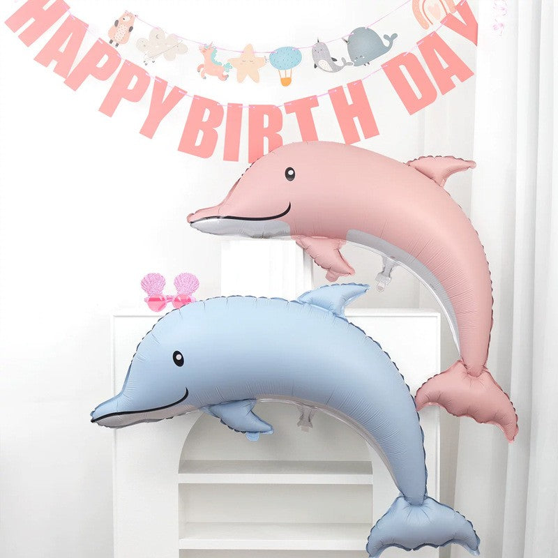 insOcean-themed girl princess mermaid tail, shells, dolphin, conch, balloons birthday party event decoration
