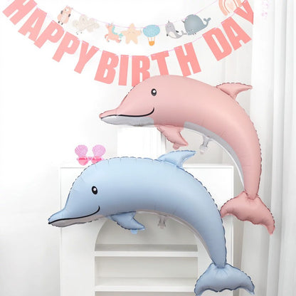 insOcean-themed girl princess mermaid tail, shells, dolphin, conch, balloons birthday party event decoration