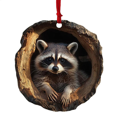 New Animal Christmas Ornaments 2D Flat Acrylic Bird Pendant Owl Squirrel Bunny  Pendant Christmas Tree Decoration Xmas Hanging