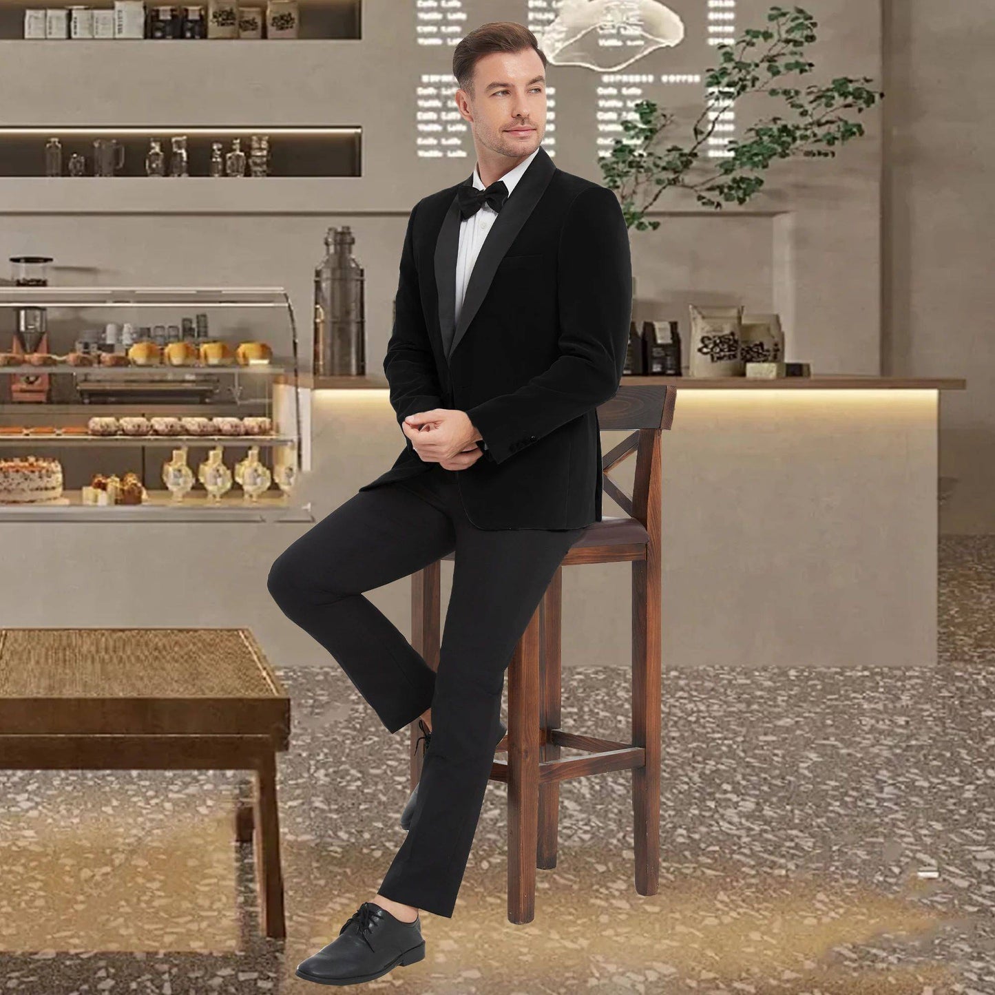 ?Velvet Elegance?Men's Single-Breasted Blazer | Long Sleeve Formal Jacket for Weddings, Business & Events