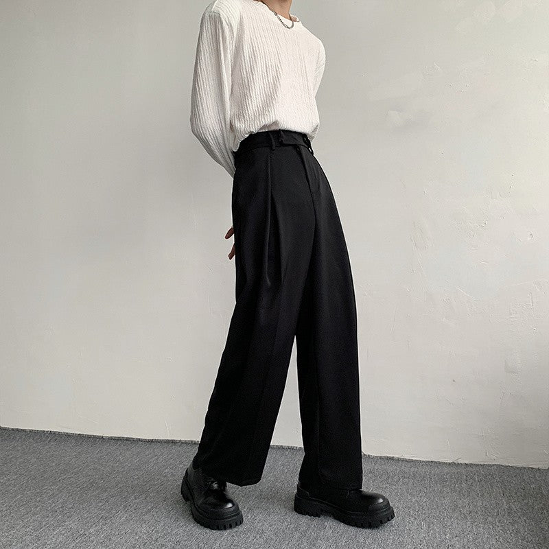 2023 New Black Suit Pants Men Fashion Social Mens Dress Pants Korean Loose Oversized Wide Leg Pants Mens Formal Trousers M-2XL