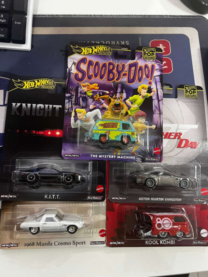 Hot Wheels Premium Cars Pop Culture Series Car Model 1/64 Kitt Mazda Cosmo Sport Aston Martin Vanquish Car Model Collection Gift