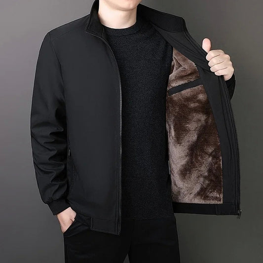 BROWON Brand Winter Jacket Men 2025 Autumn Solid Color Plush and Thick Coats Men Plus Size 8xl Stand Collar Warm Men Clothing