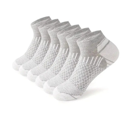 6 pares de meias esportivas curtas masculinas - que absorvem a umidade, respiráveis, meias esportivas para todas as estações