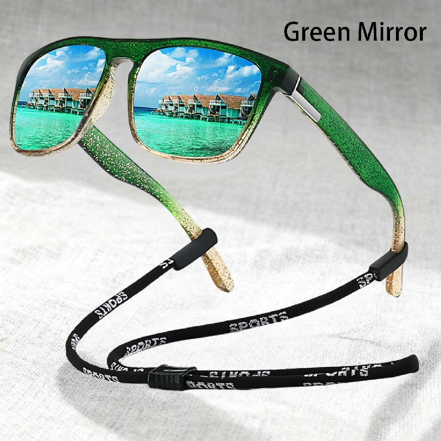Fashion With Chain Square Sunglasses For Men Women Driving Fishing Brand Designer Sun Glasses Man UV400 Eyewear