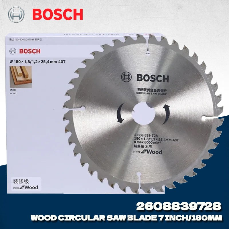 BOSCH 2608839728 Lâmina de Serra Circular Sem Fio para Cortar Madeira 180x1.8/1.2x25.4mm T40 Acessórios para Ferramentas Elétricas Bosch