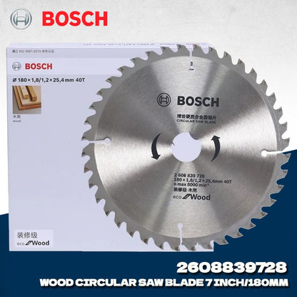 BOSCH 2608839728 Lâmina de Serra Circular Sem Fio para Cortar Madeira 180x1.8/1.2x25.4mm T40 Acessórios para Ferramentas Elétricas Bosch