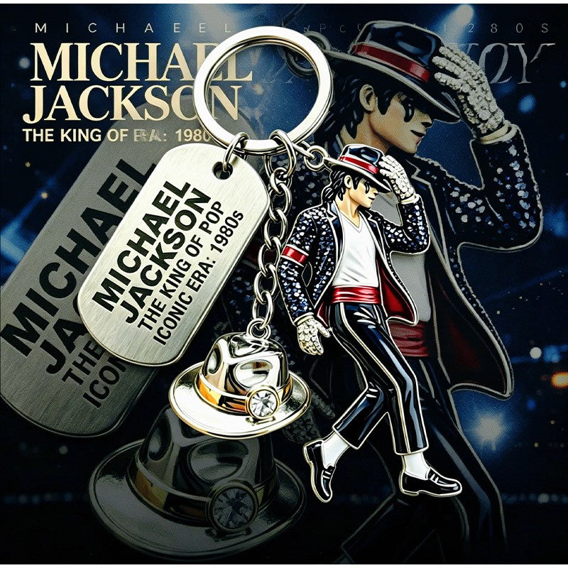 Michael Jackson Keychain Classic Dance King Pendant Key Ring Fashion Singer Key Chain Music Idol Keychain For Home Decoration