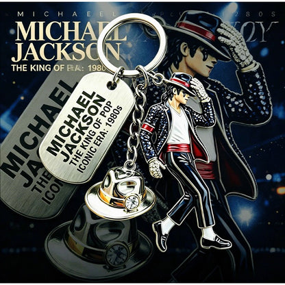 Michael Jackson Keychain Classic Dance King Pendant Key Ring Fashion Singer Key Chain Music Idol Keychain For Home Decoration