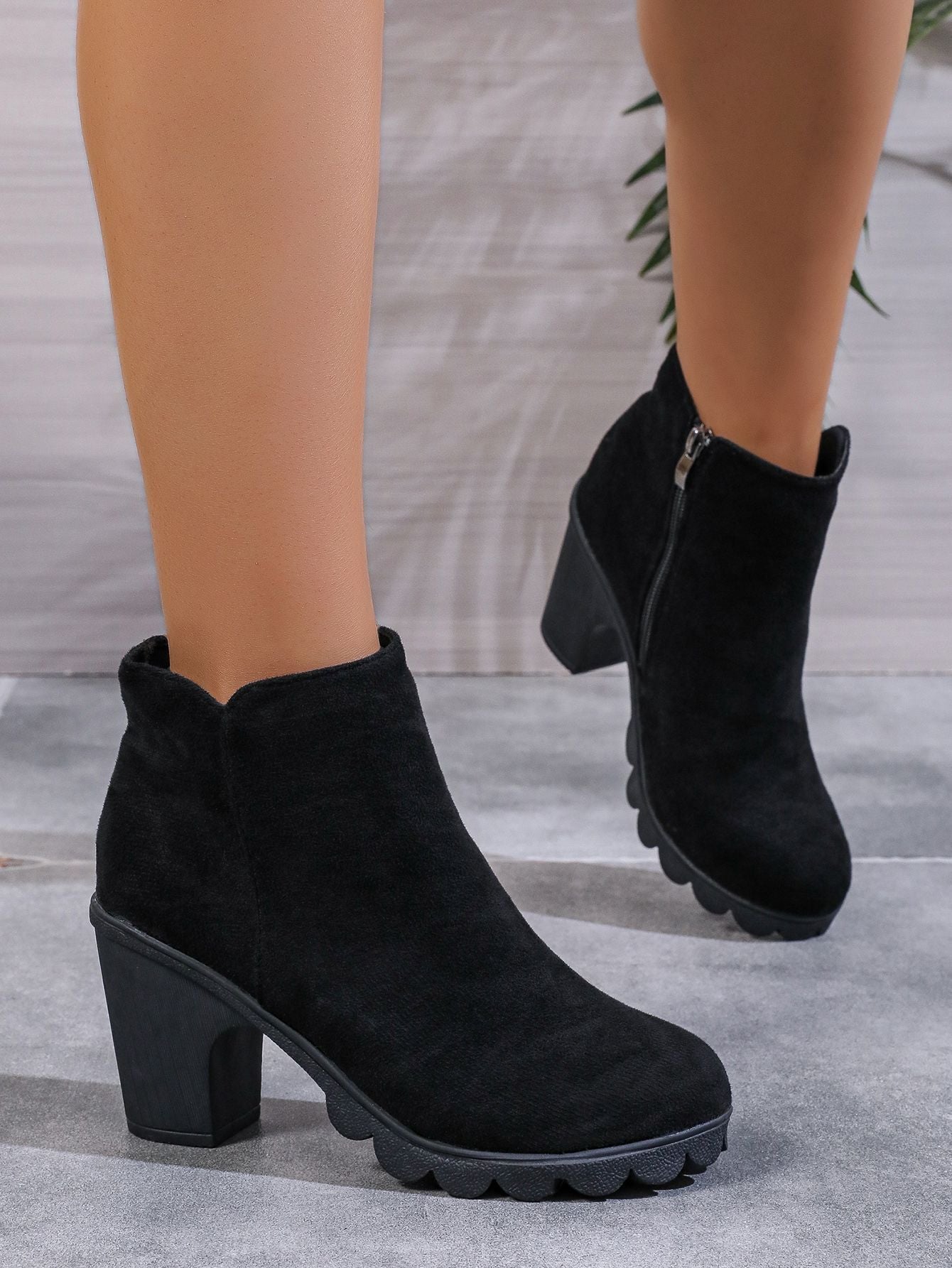 2024 New Autumn Winter Women Pumps Boots High Quality Zipper European Ladies Shoes Suede Fabric High Heels Boots Fast Delivery