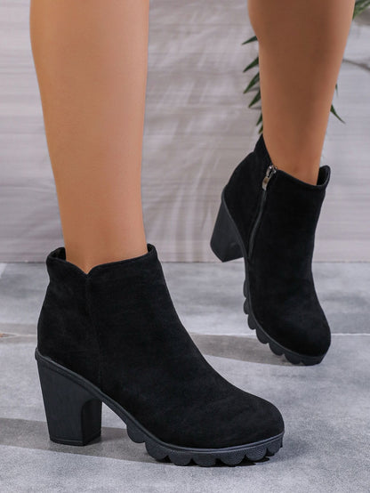 2024 New Autumn Winter Women Pumps Boots High Quality Zipper European Ladies Shoes Suede Fabric High Heels Boots Fast Delivery