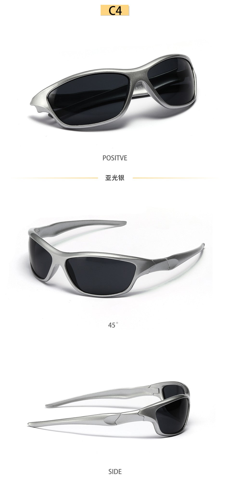 Men's Silver Y2K Sunglasses Outdoor Cycling Sports Sun Glasses Women Vintage Shades Trendy Punk Goggle Eyewear 2000S Aesthetic