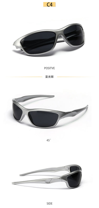 Men's Silver Y2K Sunglasses Outdoor Cycling Sports Sun Glasses Women Vintage Shades Trendy Punk Goggle Eyewear 2000S Aesthetic