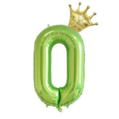 2Pcs 40Inch Fruit Green 0-10 Number Foil Balloon with Mini Gold Crown for Birthday Christmas Valentine Party Decor