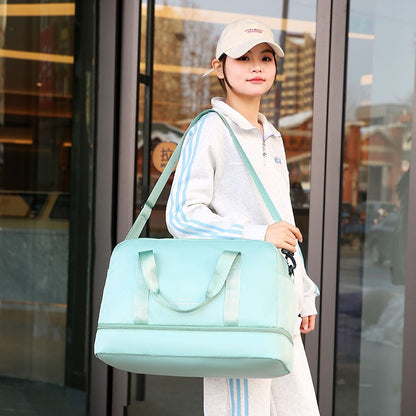 Large Capacity Travel Duffel Bag Oxford Gym Fitness Bag with Wet/Dry Zones & Shoes Compartment for Outdoor Trips Sport Bag