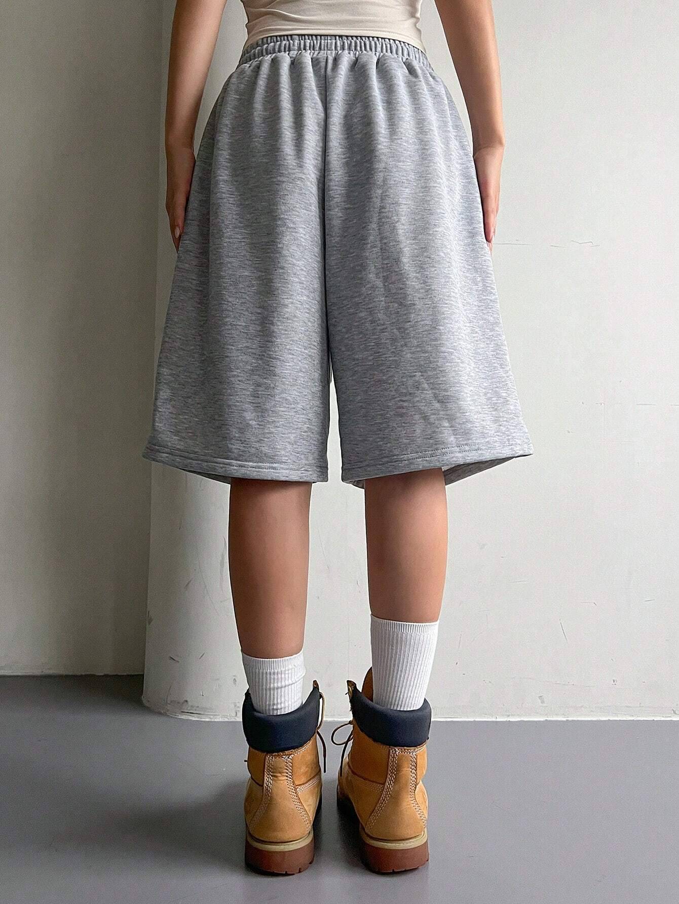 Women's solid color casual elastic drawstring shorts suitable for daily wear all seasons sports fashion