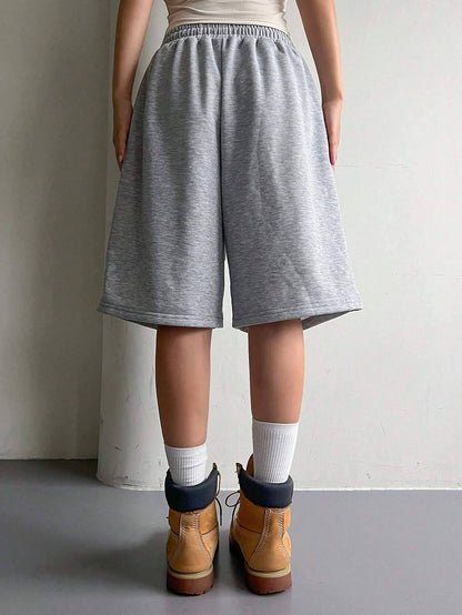 Women's solid color casual elastic drawstring shorts suitable for daily wear all seasons sports fashion