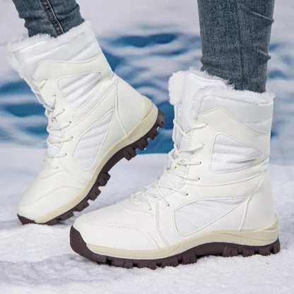 Winter Women's Snow Boots High Top Hiking Boots for Women Winter Outdoor Walking Sneakers Waterproof Plush Warm Platform Boots
