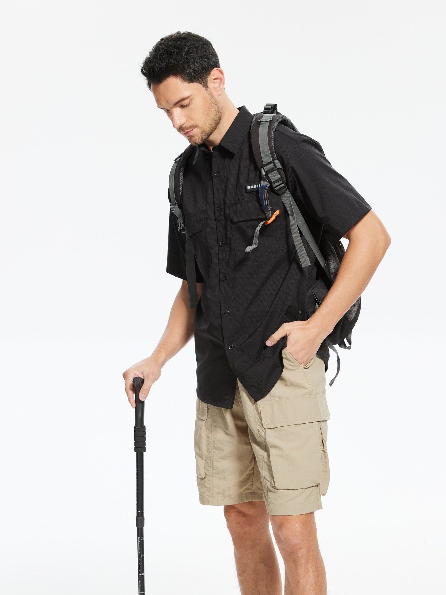 Men's UPF 50+ Short Sleeve Sun Protection Fishing Shirts, Rashguard Casual Button Down Fishing Hiking Shirt with Breathable Mesh