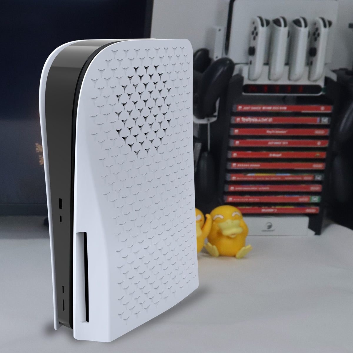 HONCAM PS5 Faceplate Premium ABS Cover Shell Disc & Digital Console Cover Plates, Anti-Dust Protective Shell Covers for PS5White