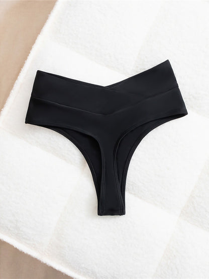 S - XL High Waist High Leg Cut Bikini Bottom Swim Brief Women Swimwear Female Bather Brazilian Tanga Panties Underwear K7095