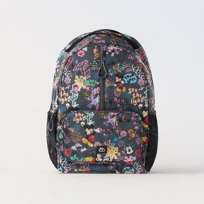 Mochila infantil nova 2024 Estampa completa de flores Mickey Mochila escolar infantil para meninas e meninos Bolsa infantil de moda desenho animado Mochila escolar