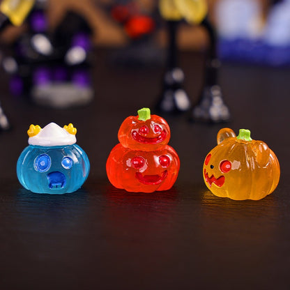 8/16/24pcs Luminous Halloween Micro Landscape Miniature Figurine Resin Craft Mini Fairy Garden Ornament Pumpkin Ghost Decoration