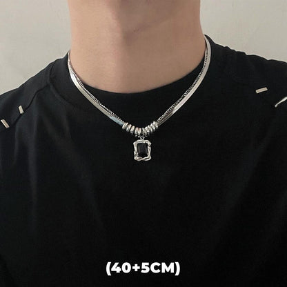 Colar de Hip Hop Zircon Star Camada Dupla Masculino Feminino Tendência Charme Aço Titânio Pingente Corrente Unissex Joias Atacado