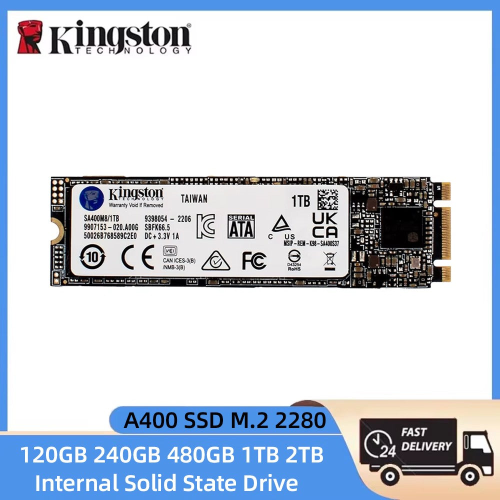 SSD M.2 2280 A400-NGFF Kingston Unidade de Estado Sólido Interna 120GB 240GB 480GB 1TB 2TB Alto Desempenho para Notebook e Desktop