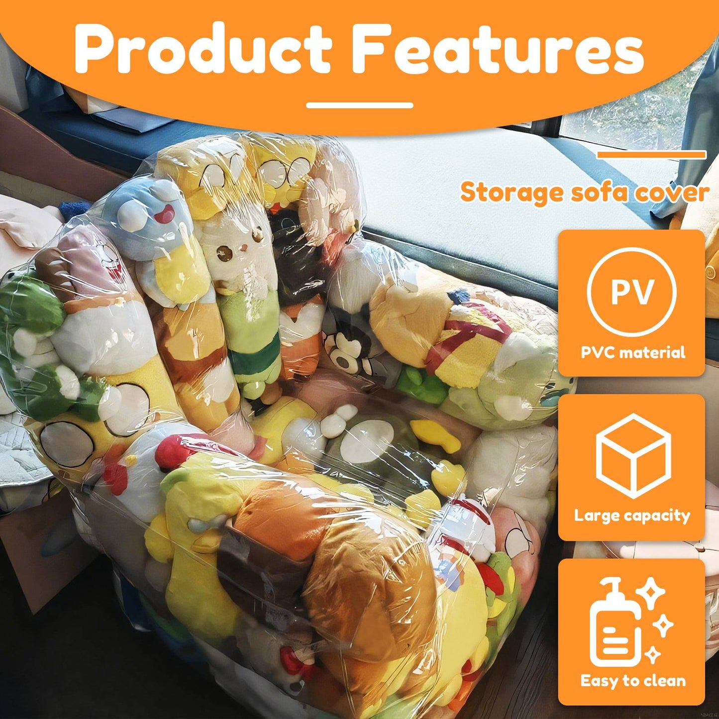 Plush Toy Stuffed Bean Bag Clear Sofas Chair Cover Large Zipper Lazy Seat Storage Child Adult Tatami No Filler Included