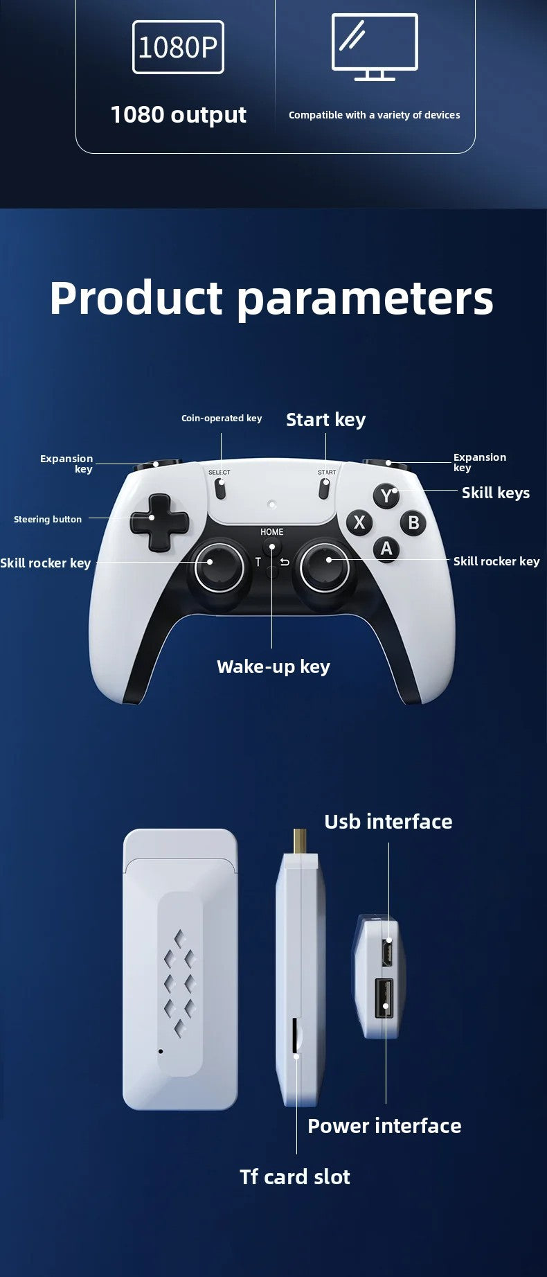 New M22 Wireless Retro Style Dual Player Game Console TV Connection High Definition Simulation Game Controller Home Use