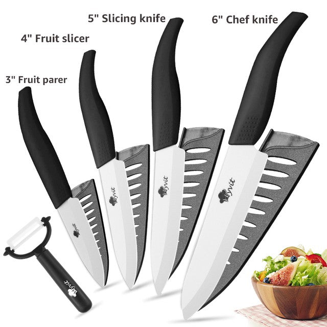 Ceramic Knives Set for Kitchen 3 4 5 6inch Chef Knife Anti-slip Handle Rustproof Blade Fruit Vegetable Slicer Paring Cook Cutter