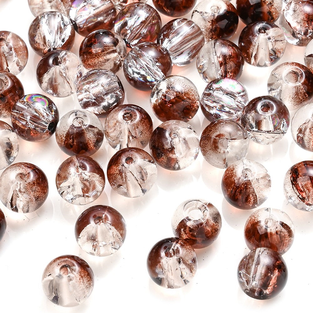 100pcs 8mm Christmas Crystal Glass Crack Beads Red and Green Gradient Spacer Beads for DIY Bracelet Necklace Jewelry Making