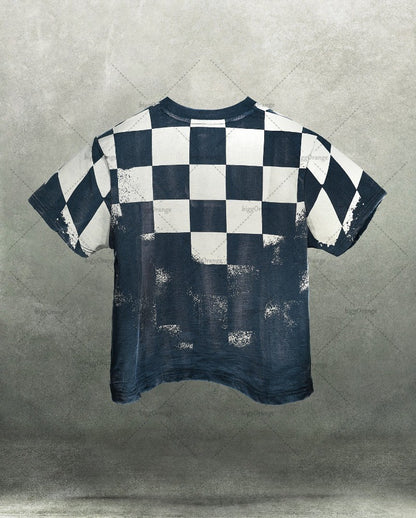 2025 Trendy Brand Streetwear Y2K Harajuku Retro Plaid Graphic Tops Men High Street Punk Casual Loose Oversized T-shirts Women