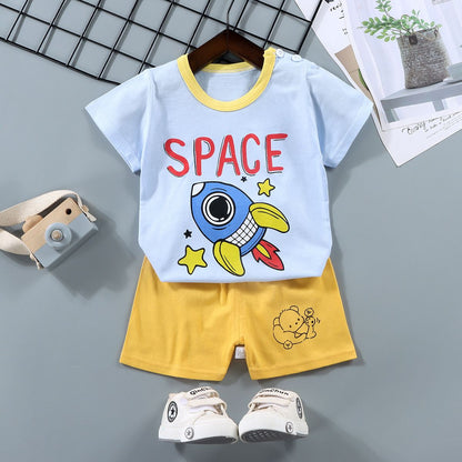 Conjuntos Infantis Mãe e Filhos Roupas Menino Menina Camiseta Shorts 2PÇS Verão Algodão Manga Curta Roupas de Bebê Infantil Terno