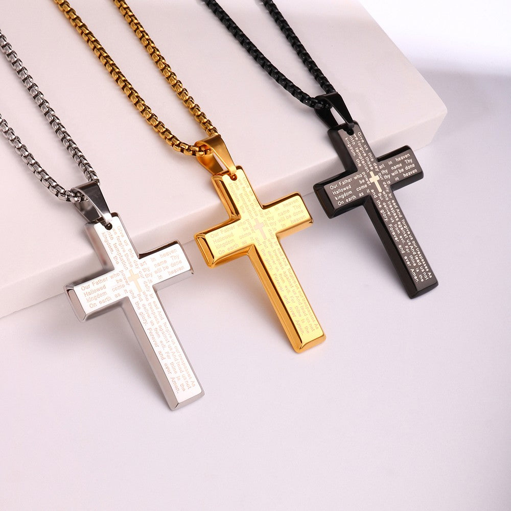 Colar Masculino Minimalista Aço Inoxidável Cruz de Jesus para Homem