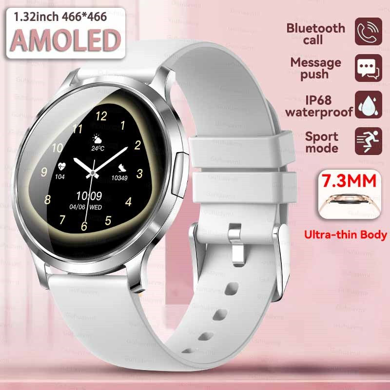 2026New Ultra Slim 1.32" HD AMOLED SmartWatch Women's Screen Always Display Time Heart Rate Calls HD High-end Fashion Smartwatch