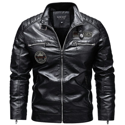 Quality New Male Casual Leather Jackets 7XL Autumn Winter Men Stand Collar Motorcycle Leather Jackets Vintage Leather Coat
