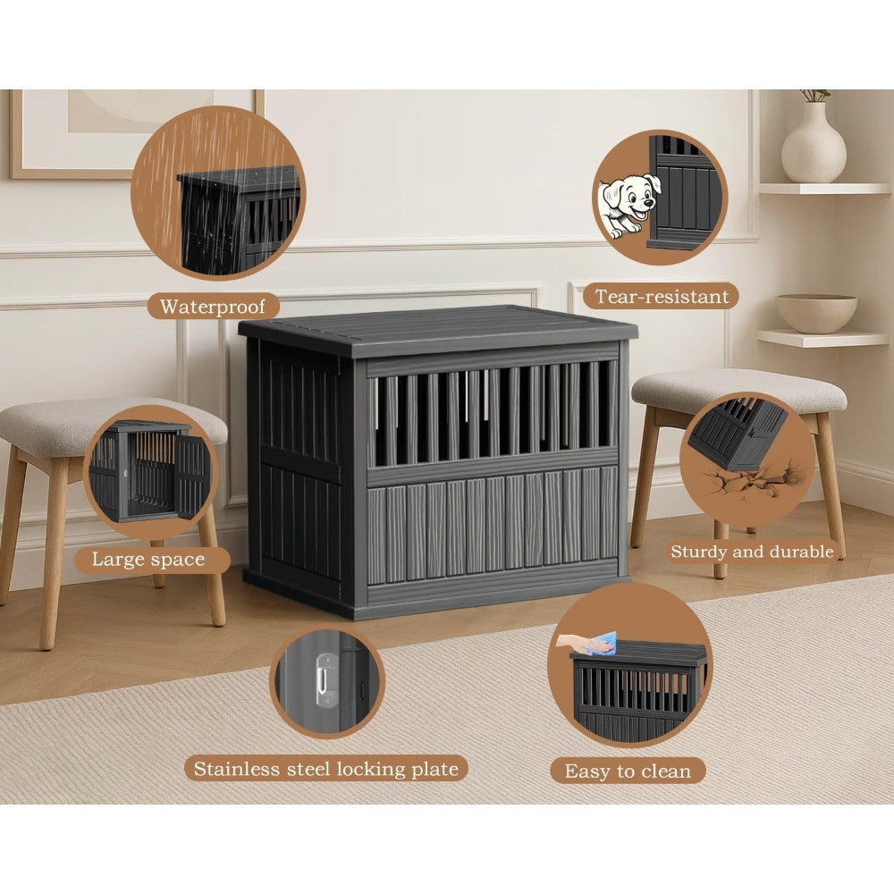 Caixa de Cachorro 30 polegadas, Móvel, Gaiola Canil para Cães de Grande Porte com Fechadura, Gaiola Decorativa para Cães, Mesa Lateral para Cães Pequenos/Médios,